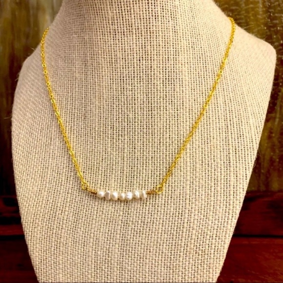 Natural Freshwater Pearls Gold Chain Necklace - Picture 2 of 3
